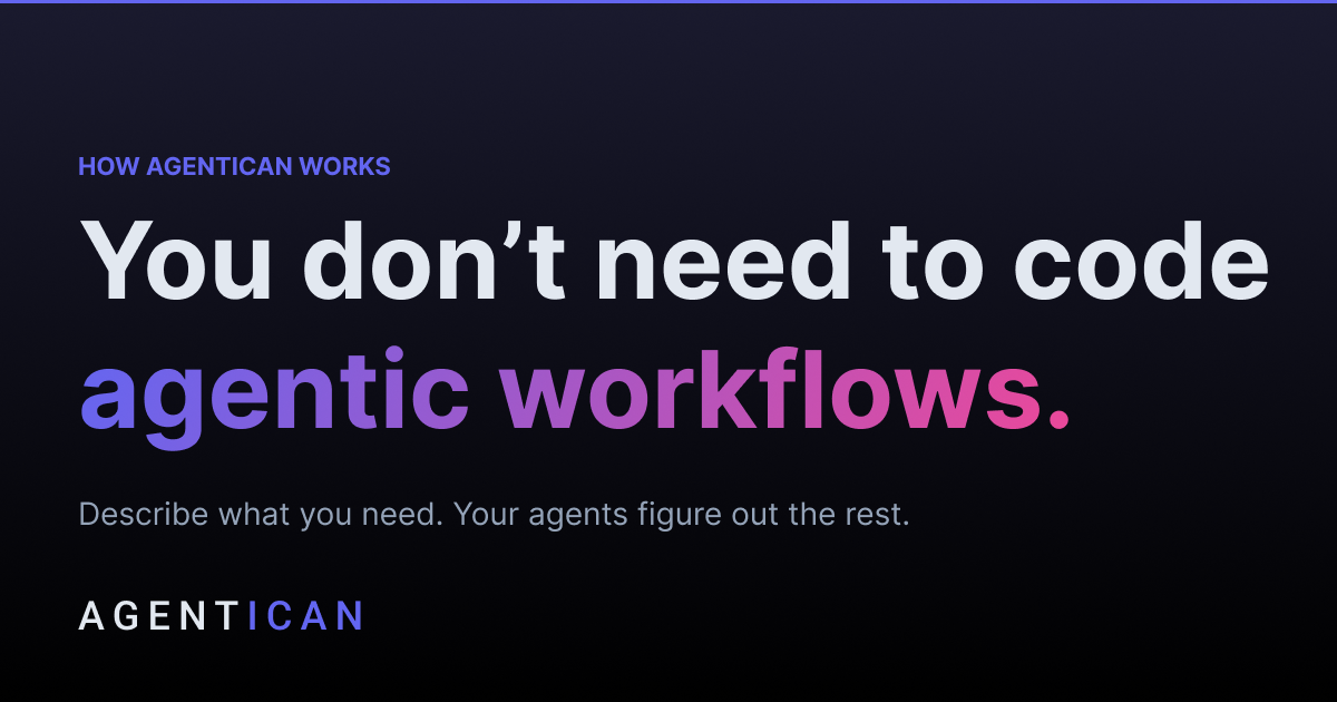 You don't need to code agentic workflows anymore — Agentican